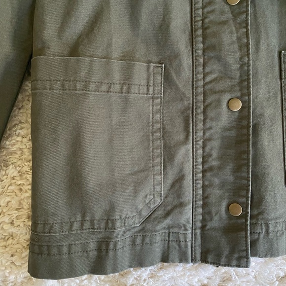 Old Navy Khaki Jacket with Dark Brown Corduroy Collar - Picture 3 of 4